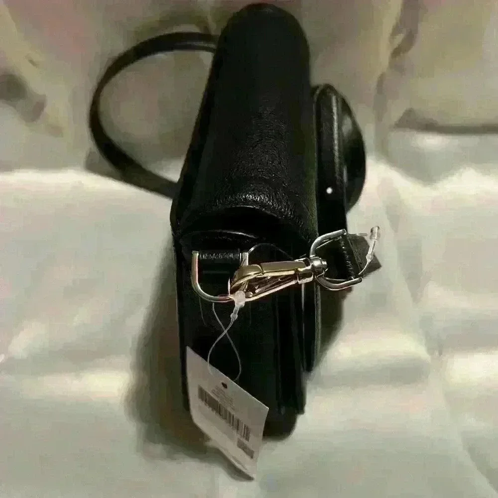 INCREDIBLE Kate Spade Saddle Bag BlK Pebbled Leather YLW Daffodil Leather Small - Picture 7 of 11